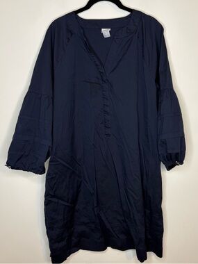 Chico’s Flowy Navy Blue Midi Dress with Tiered Sleeves Size 3 (XL)